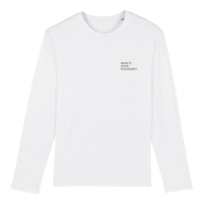 White 'What's Your Pleasure?' Long Sleeve Tee